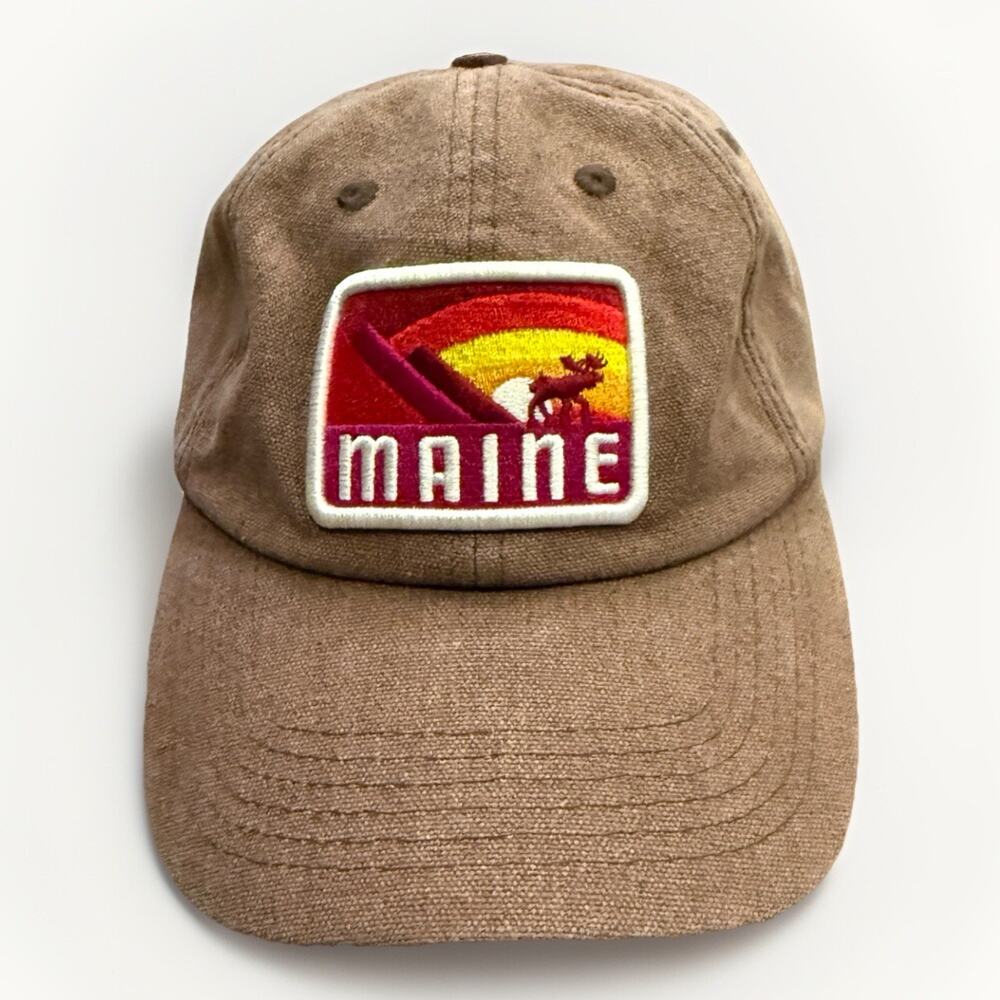 Woods & Sea Unisex Brown Maine Patch Adjustable Strapback Hat Baseball Dad Cap